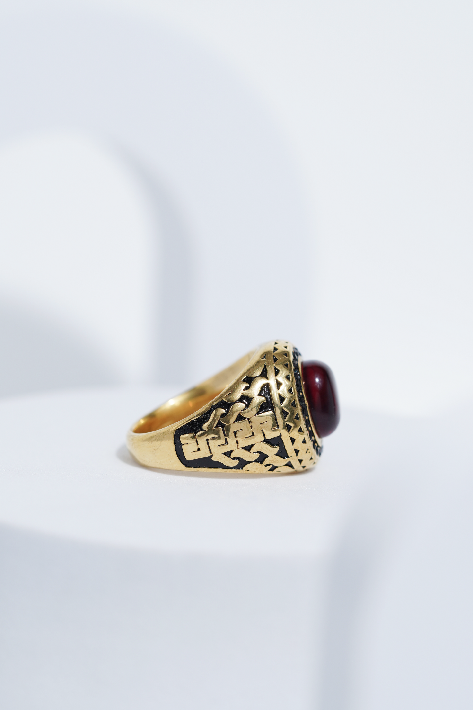 Oval Red Stone Diamond Ring For Men worldjewel.in men's ring