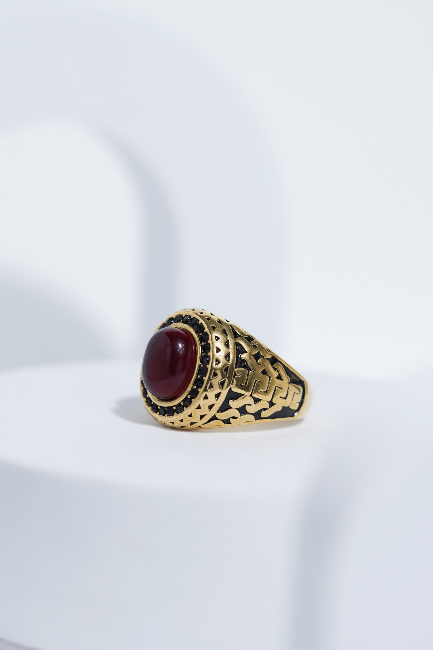 Oval Red Stone Diamond Ring For Men worldjewel.in men's ring