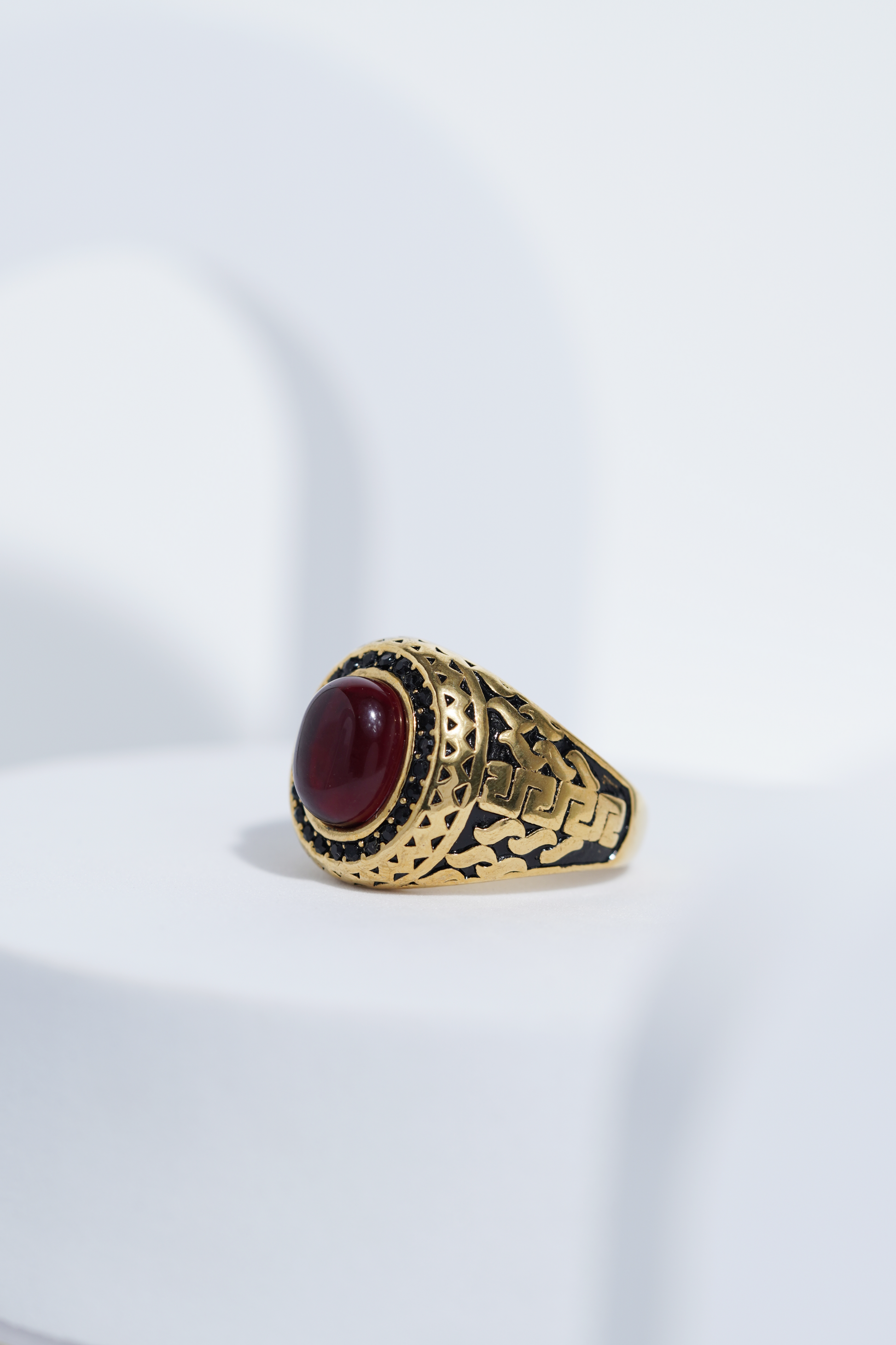 Oval Red Stone Diamond Ring For Men worldjewel.in men's ring