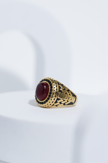 Oval Red Stone Diamond Ring For Men worldjewel.in men's ring