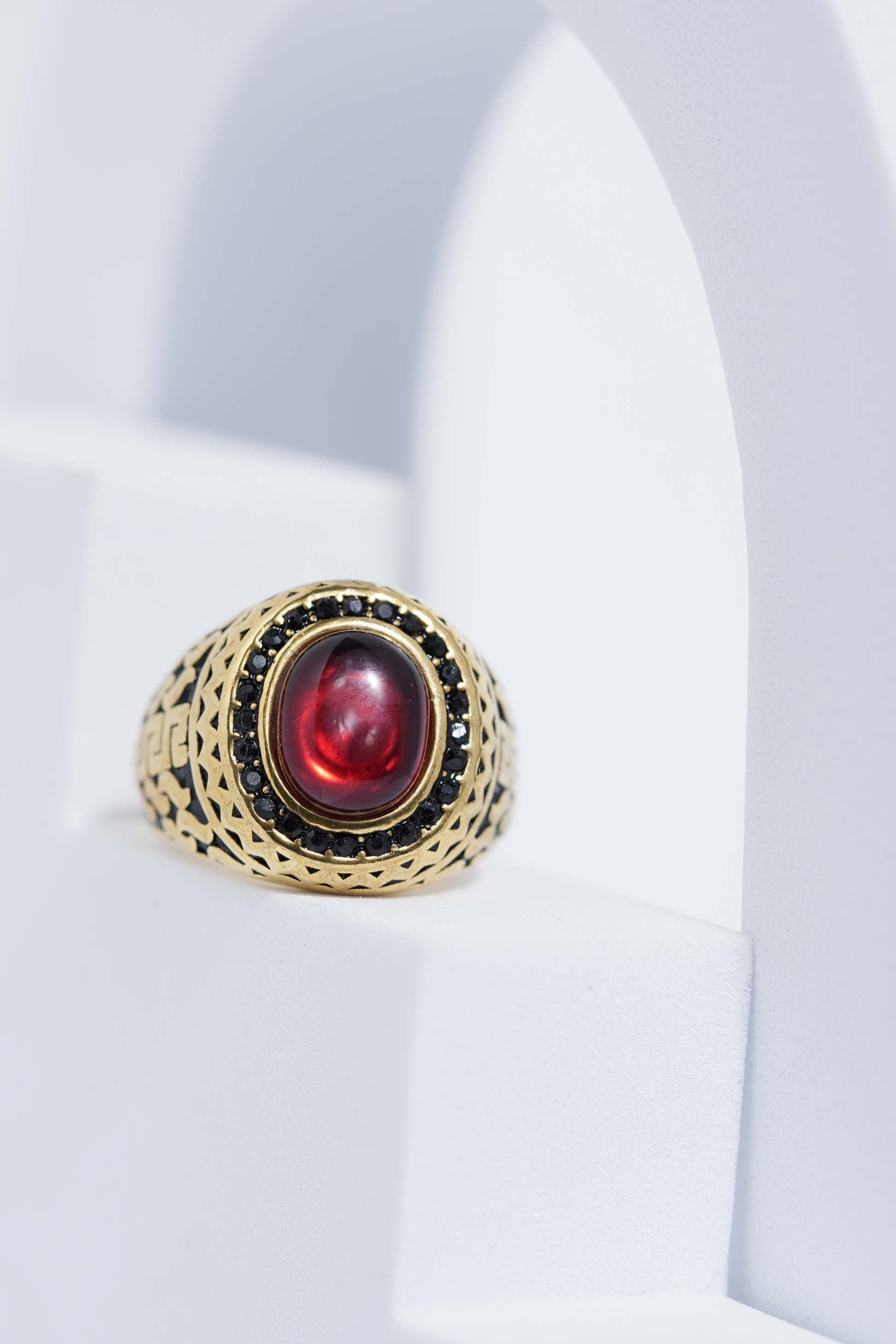 Oval Red Stone Diamond Ring For Men worldjewel.in men's ring