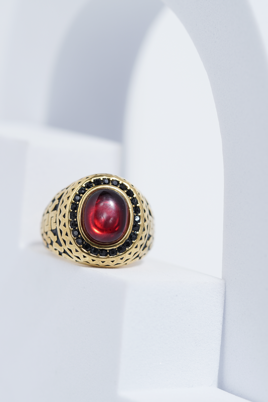 Oval Red Stone Diamond Ring For Men worldjewel.in men's ring