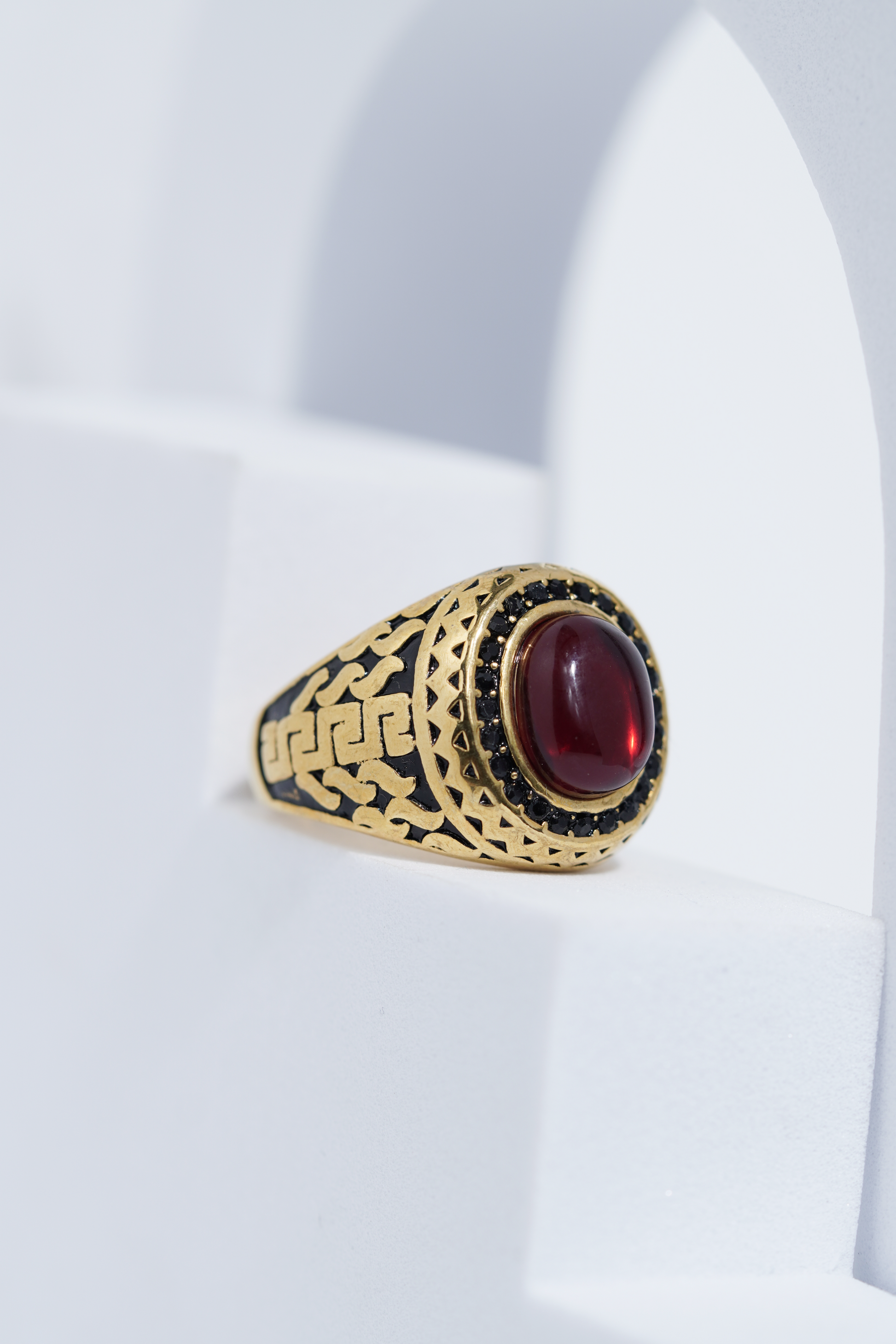 Oval Red Stone Diamond Ring For Men worldjewel.in men's ring