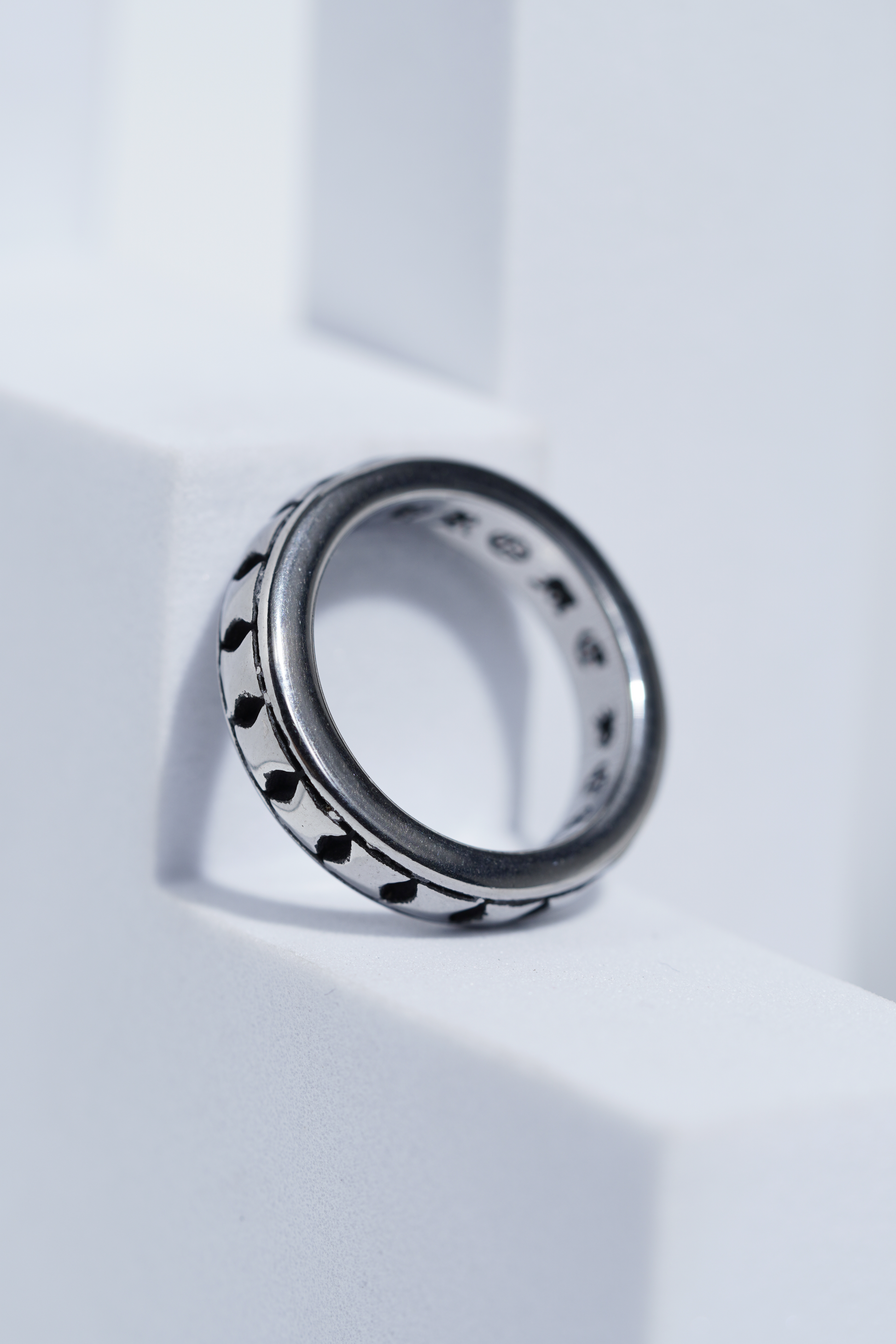 Aesthetic Silver Letter Engarved Ring For Men worldjewel.in men's ring