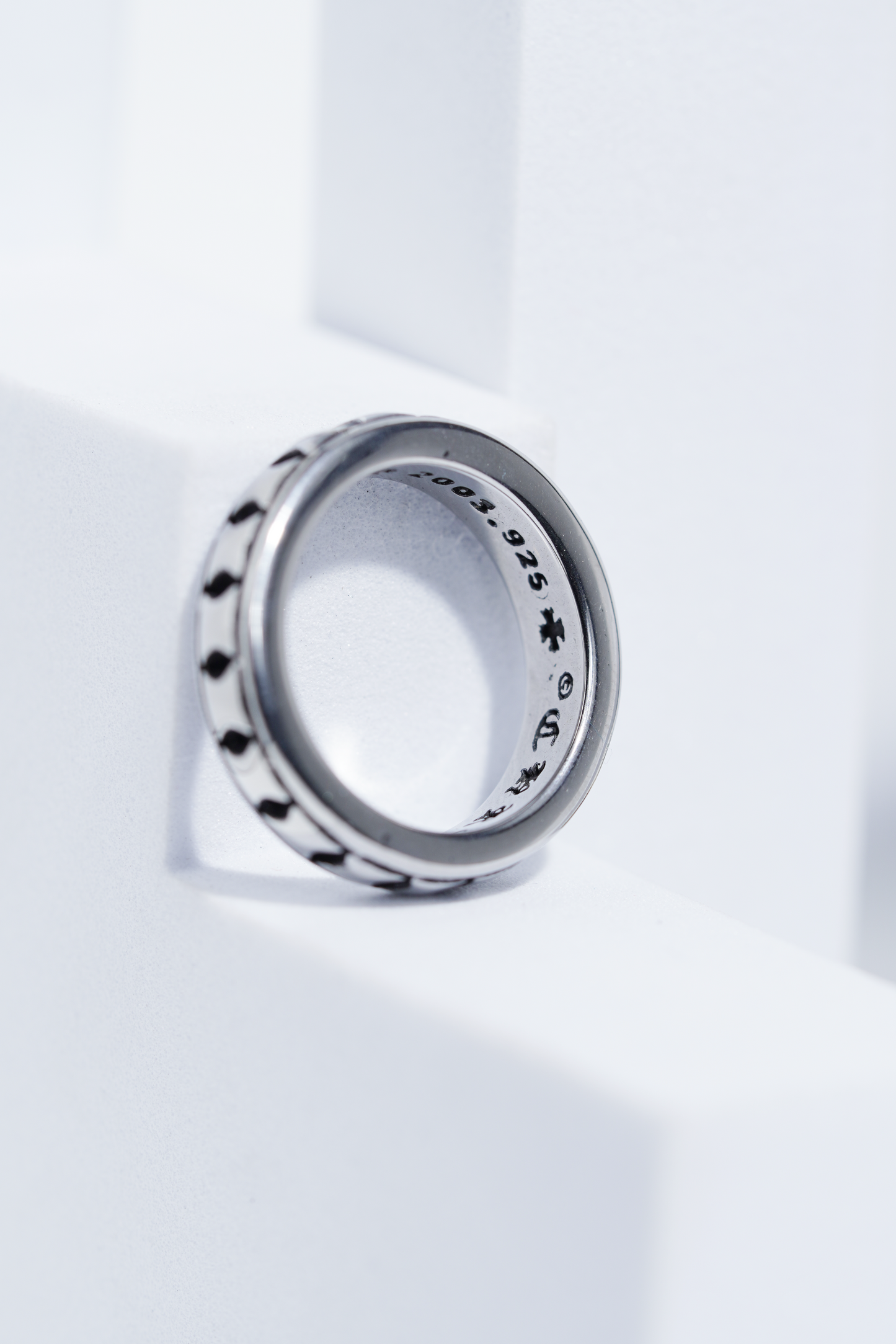 Aesthetic Silver Letter Engarved Ring For Men worldjewel.in men's ring