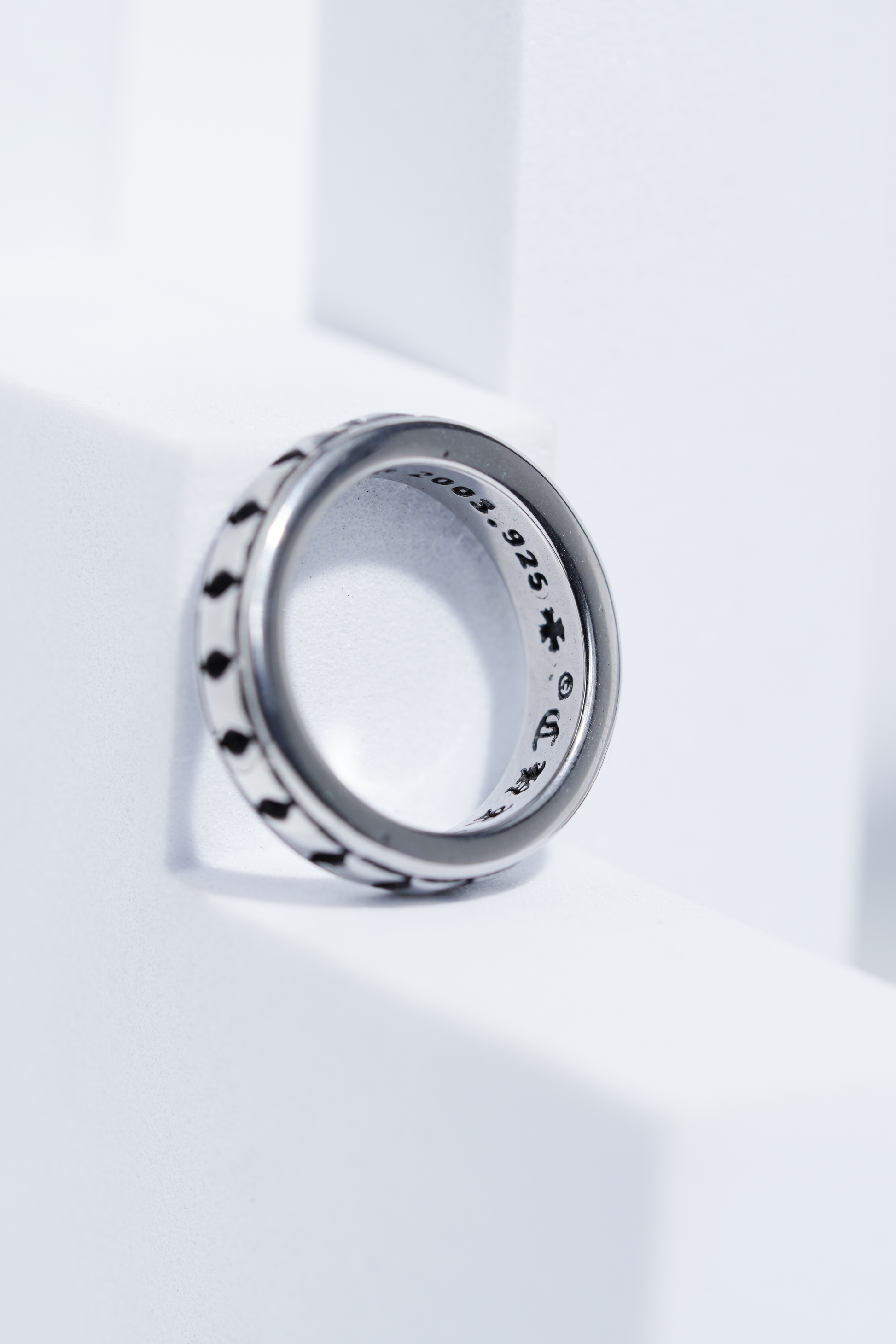 Aesthetic Silver Letter Engarved Ring For Men worldjewel.in men's ring