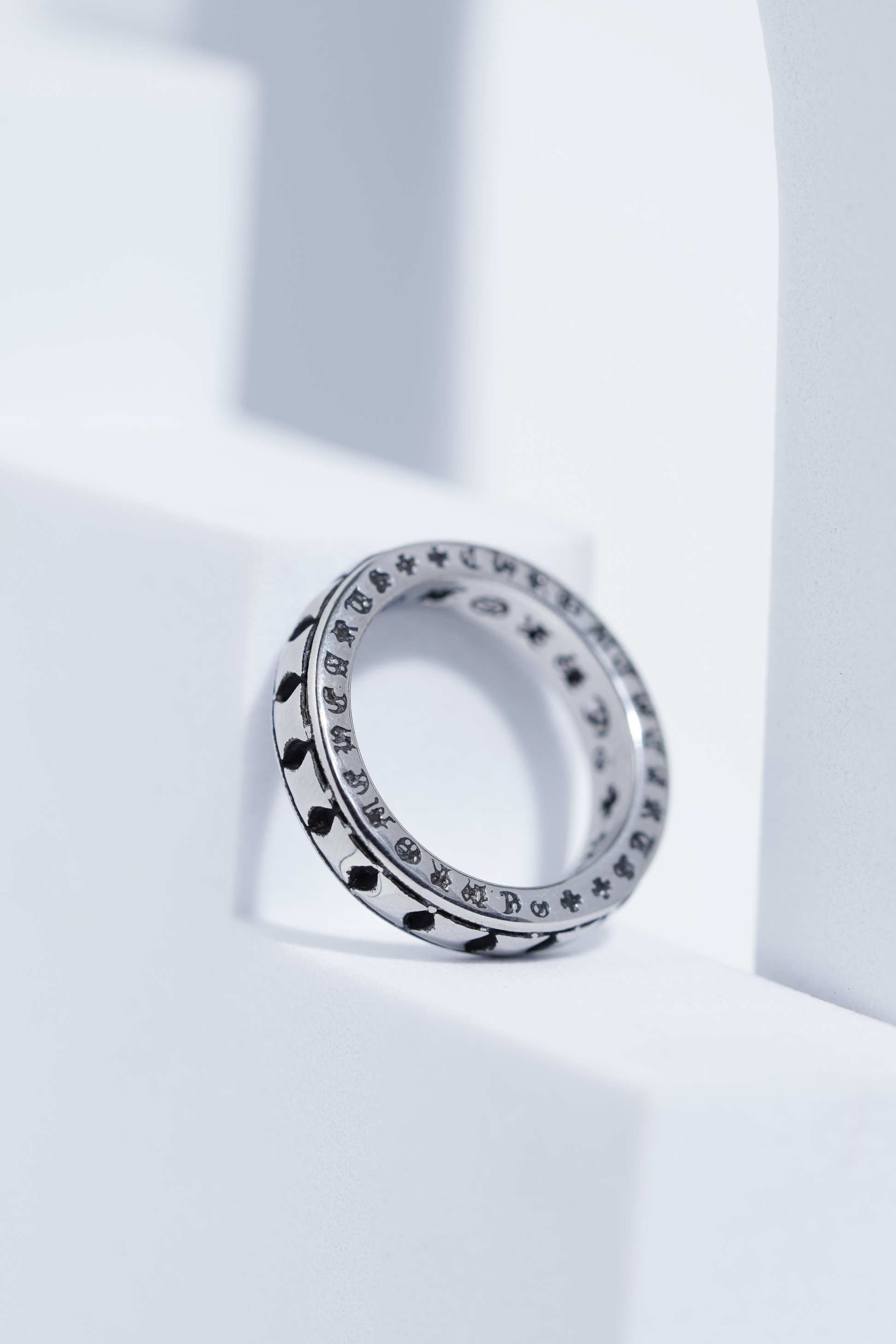 Aesthetic Silver Letter Engarved Ring For Men worldjewel.in men's ring
