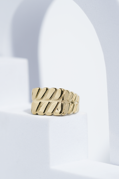 Twisted Pattern Silver & Golden Shiney Ring For Men worldjewel.in men's ring