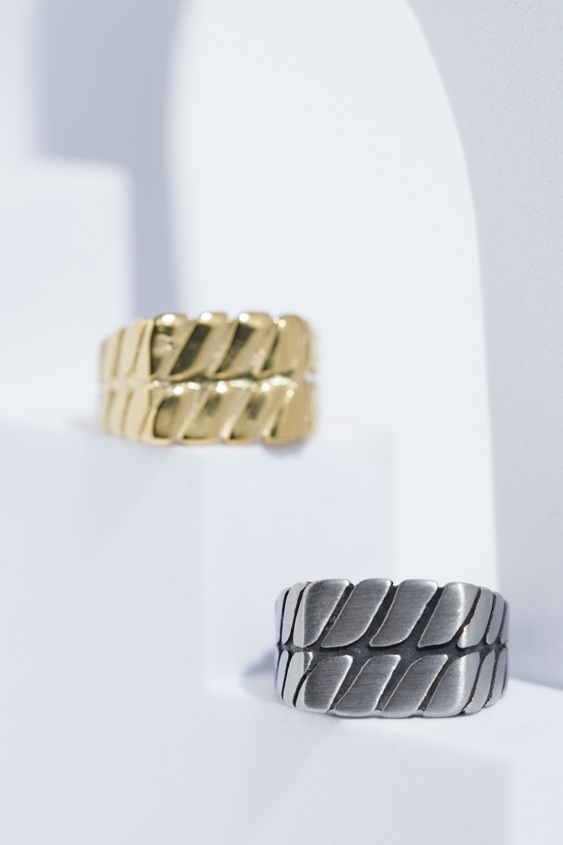 Twisted Pattern Silver & Golden Shiney Ring For Men worldjewel.in men's ring