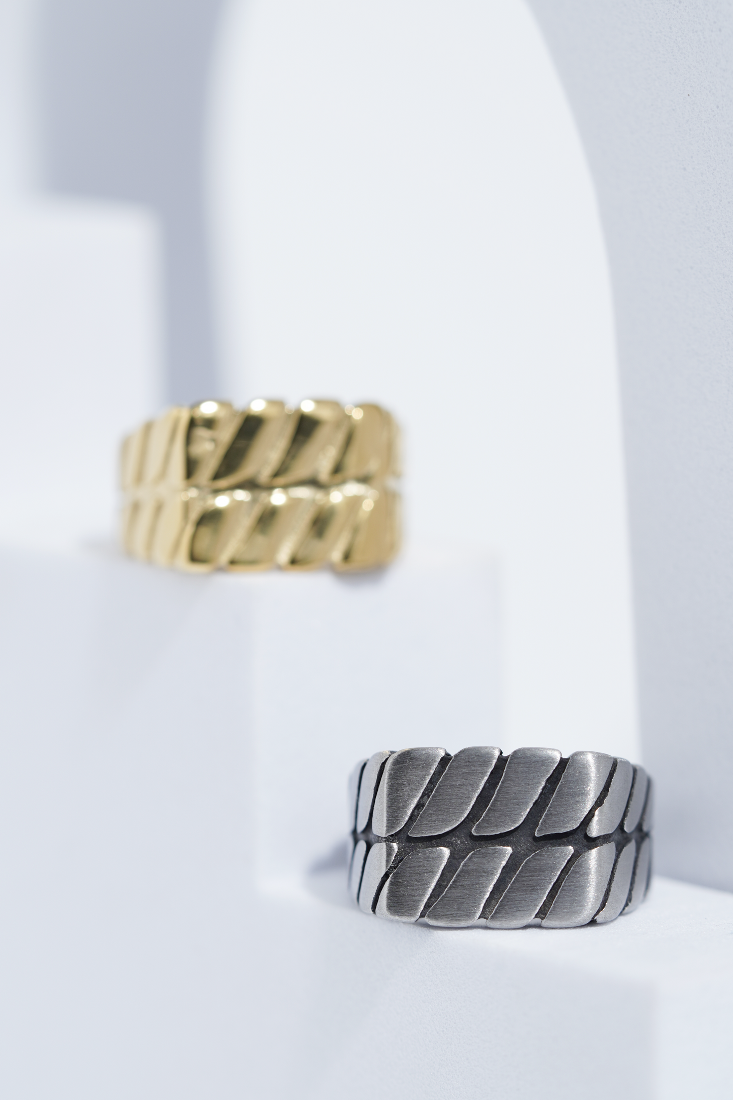 Twisted Pattern Silver & Golden Shiney Ring For Men worldjewel.in men's ring