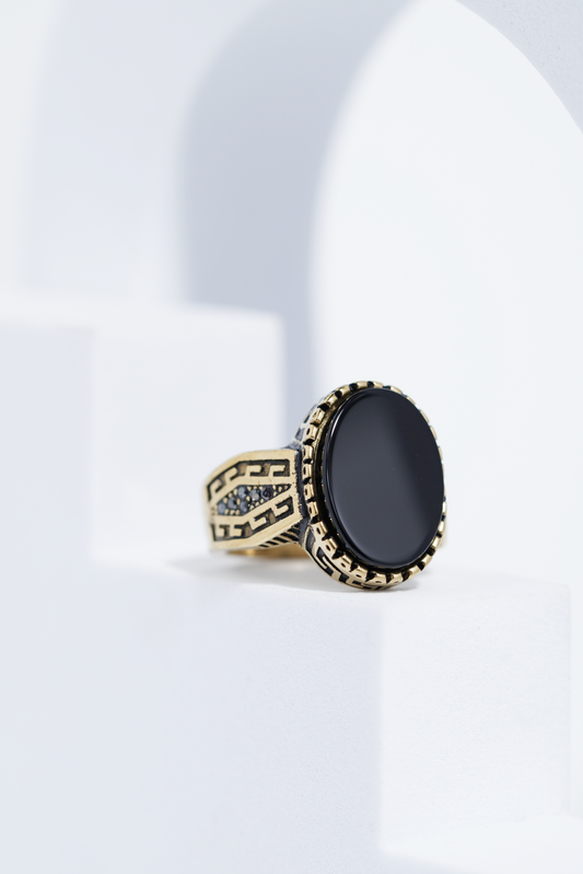 Vingate Oval Stone Golden Ring For Men worldjewel.in men's ring