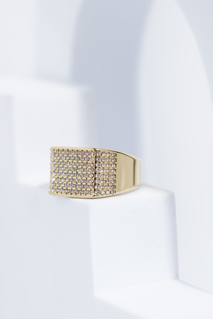 Golden Iced Diamond Ring For Men worldjewel.in men's ring