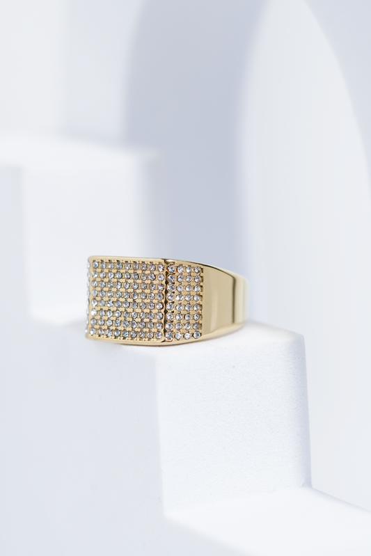 Golden Iced Diamond Ring For Men worldjewel.in men's ring