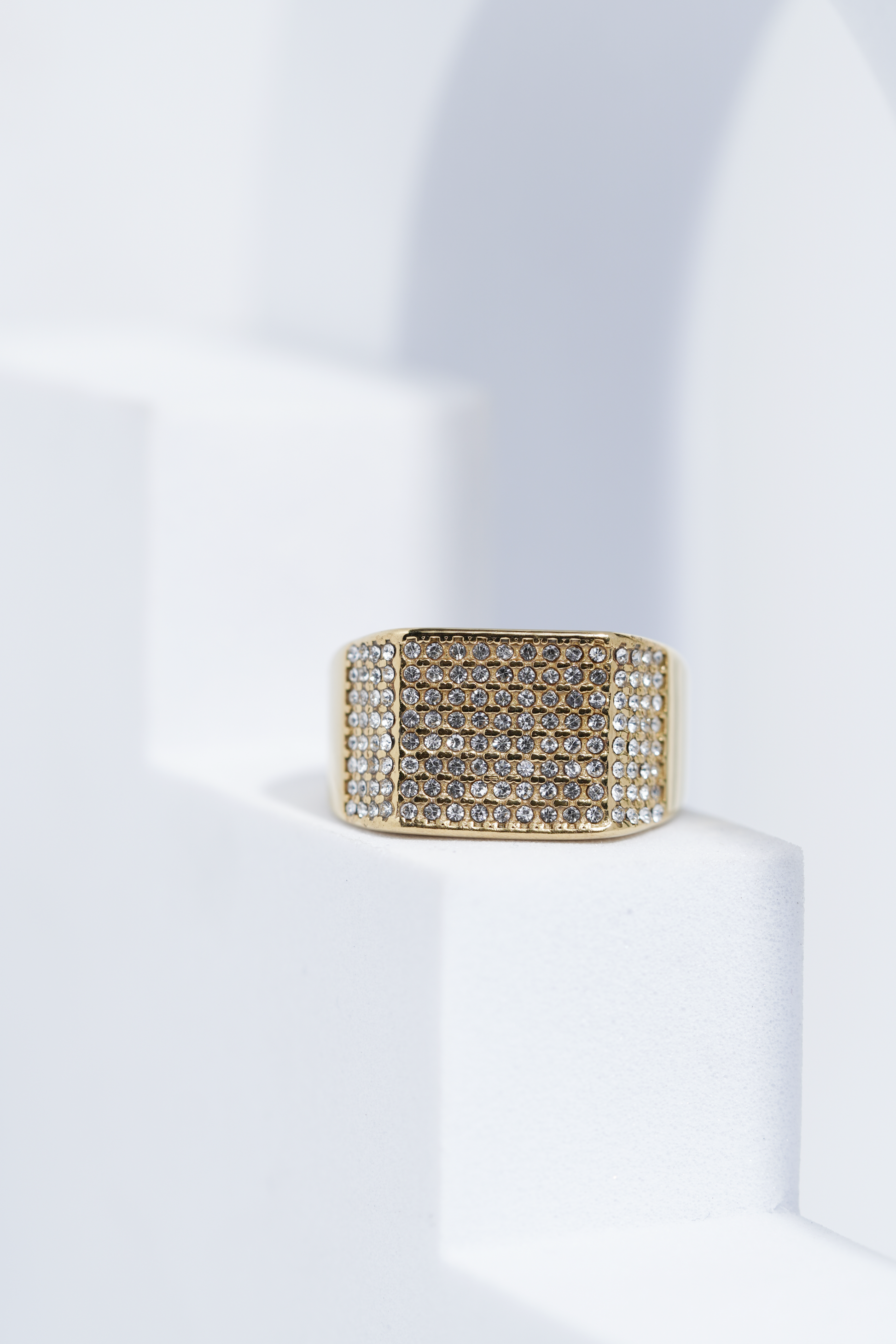 Golden Iced Diamond Ring For Men worldjewel.in men's ring