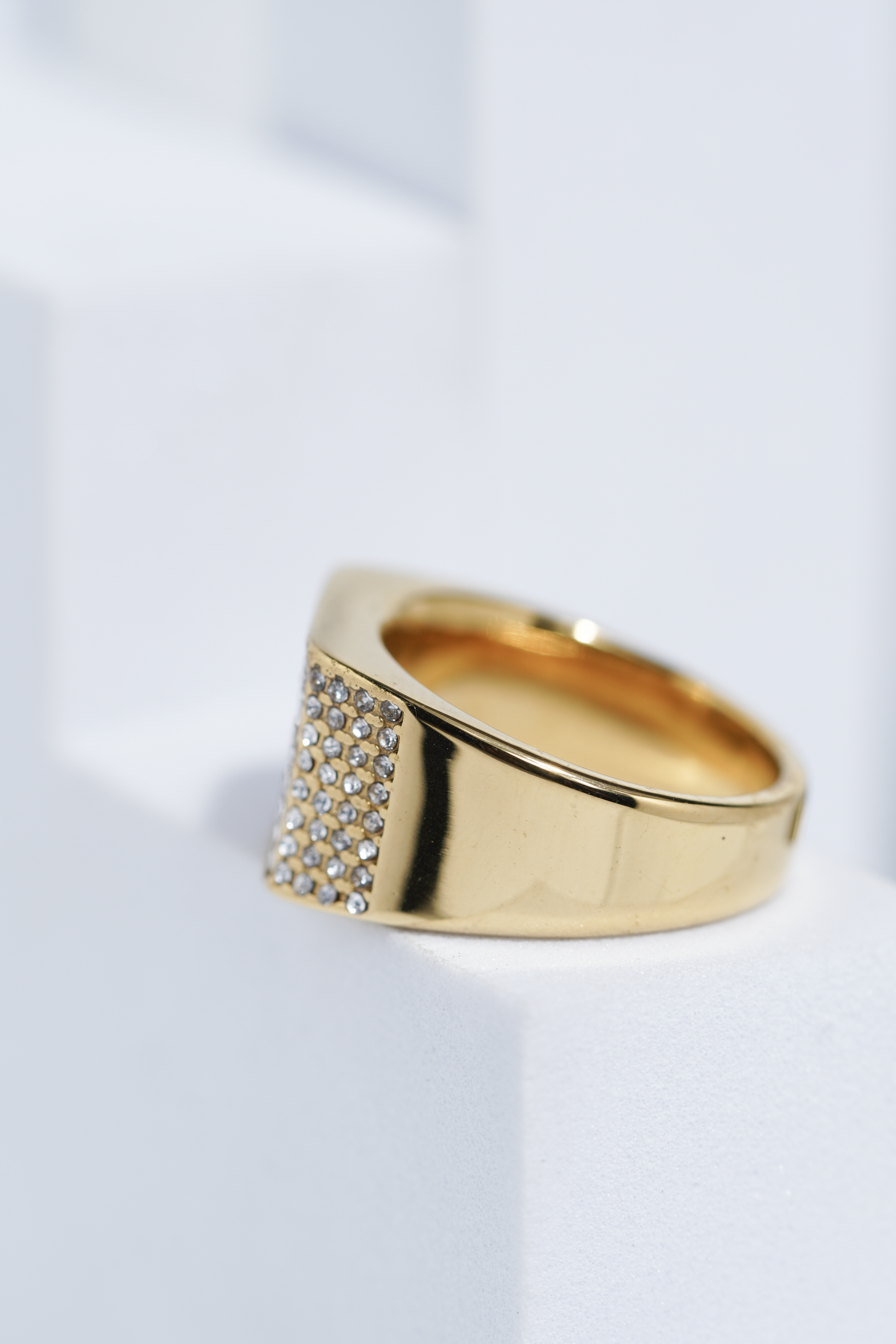 Golden Iced Diamond Ring For Men worldjewel.in men's ring