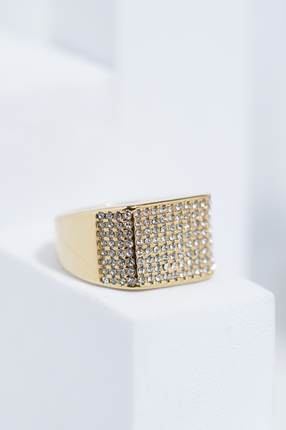 Golden Iced Diamond Ring For Men worldjewel.in men's ring