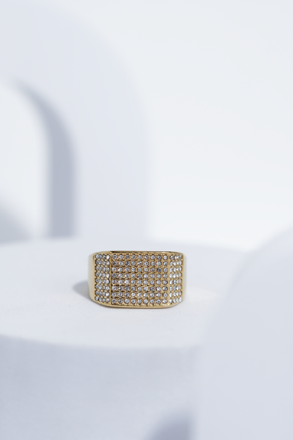 Golden Iced Diamond Ring For Men worldjewel.in men's ring