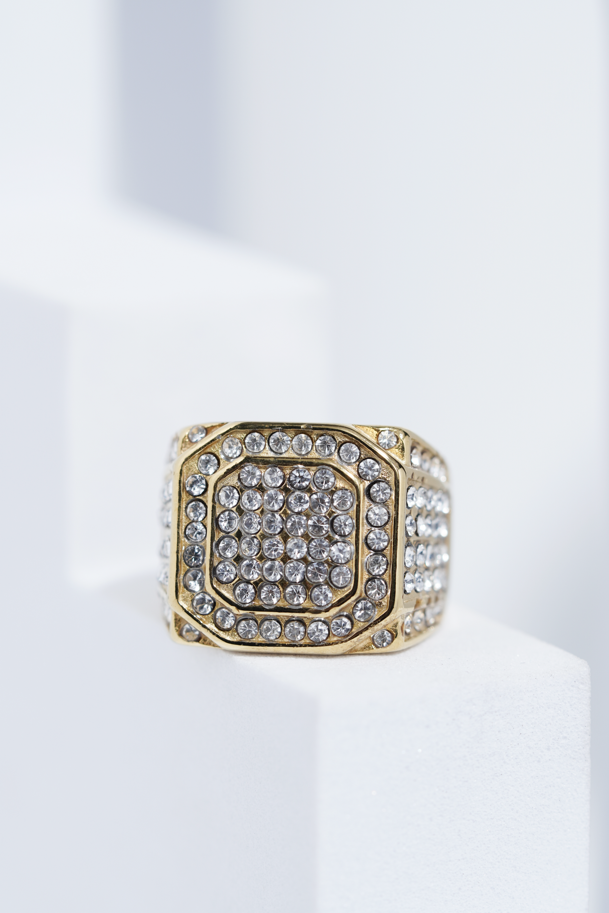 Golden Iced Diamond Ring For Men worldjewel.in men's ring