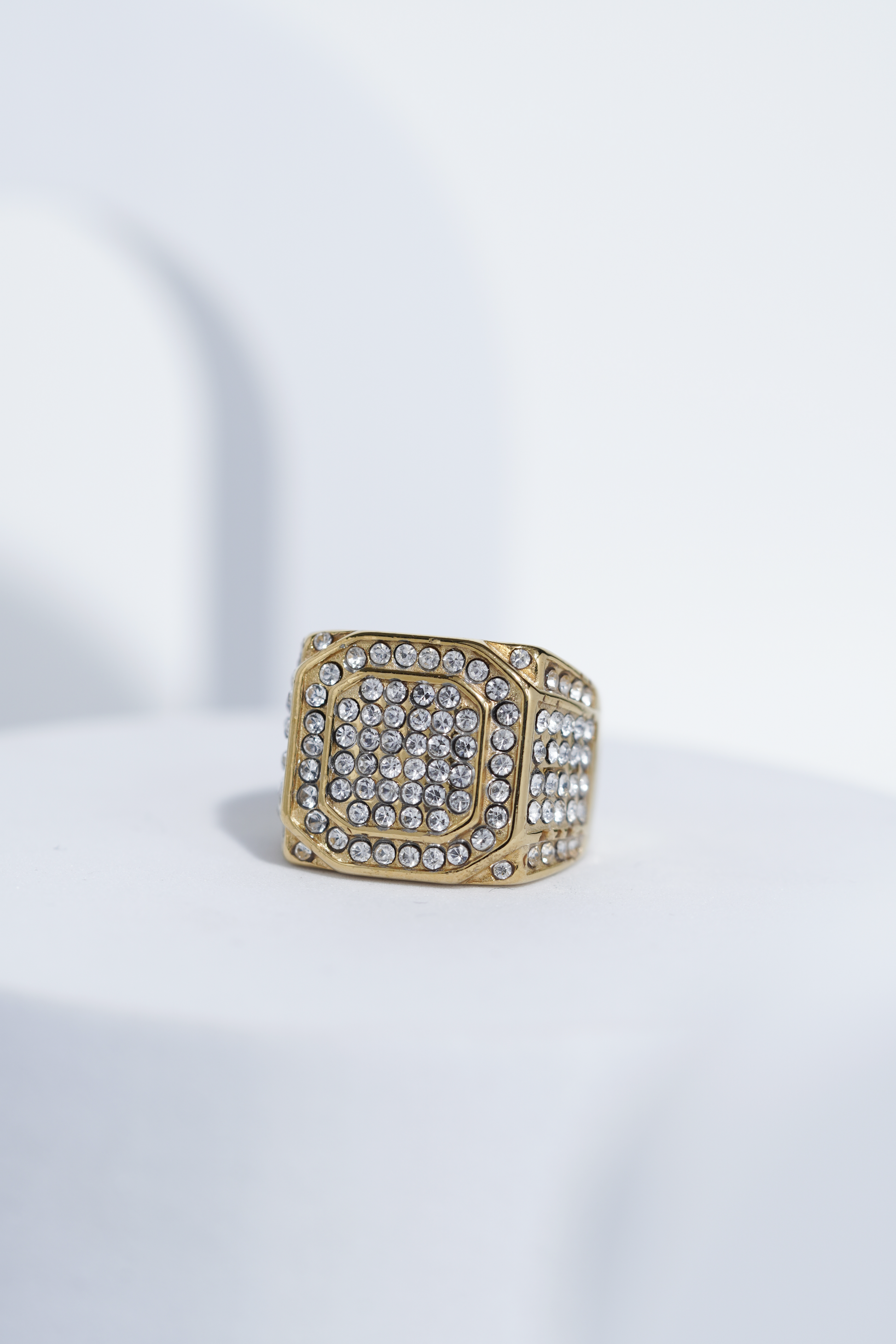 Golden Iced Diamond Ring For Men worldjewel.in men's ring