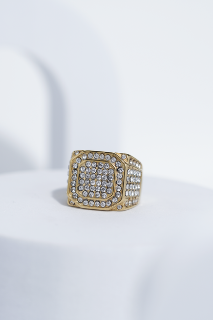 Golden Iced Diamond Ring For Men worldjewel.in men's ring