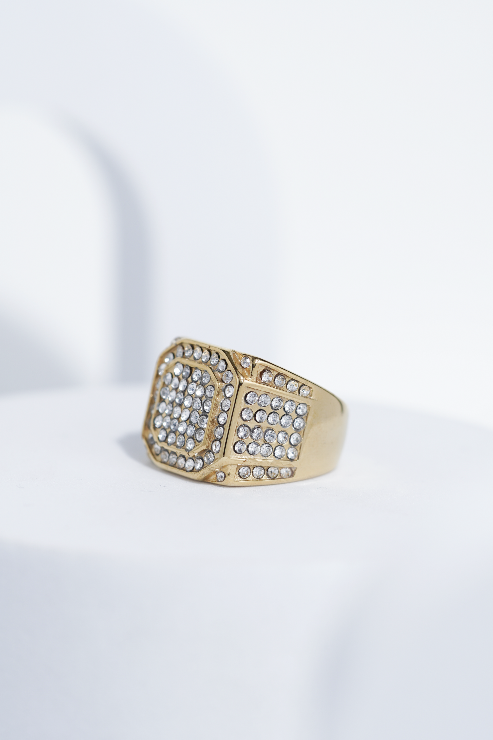 Golden Iced Diamond Ring For Men worldjewel.in men's ring