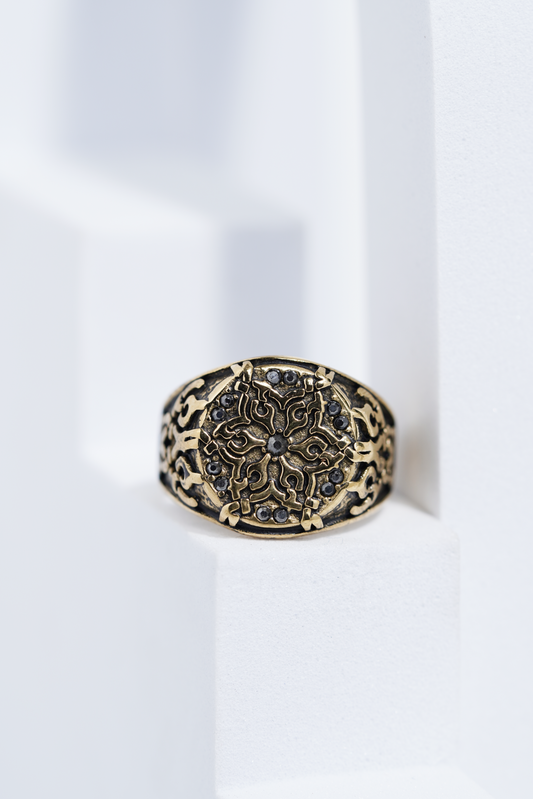 Flowar Golden Ring For Men worldjewel.in men's ring