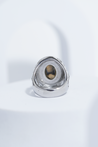 Sliver Oval Shape Stone Ring for Men worldjewel.in men's ring