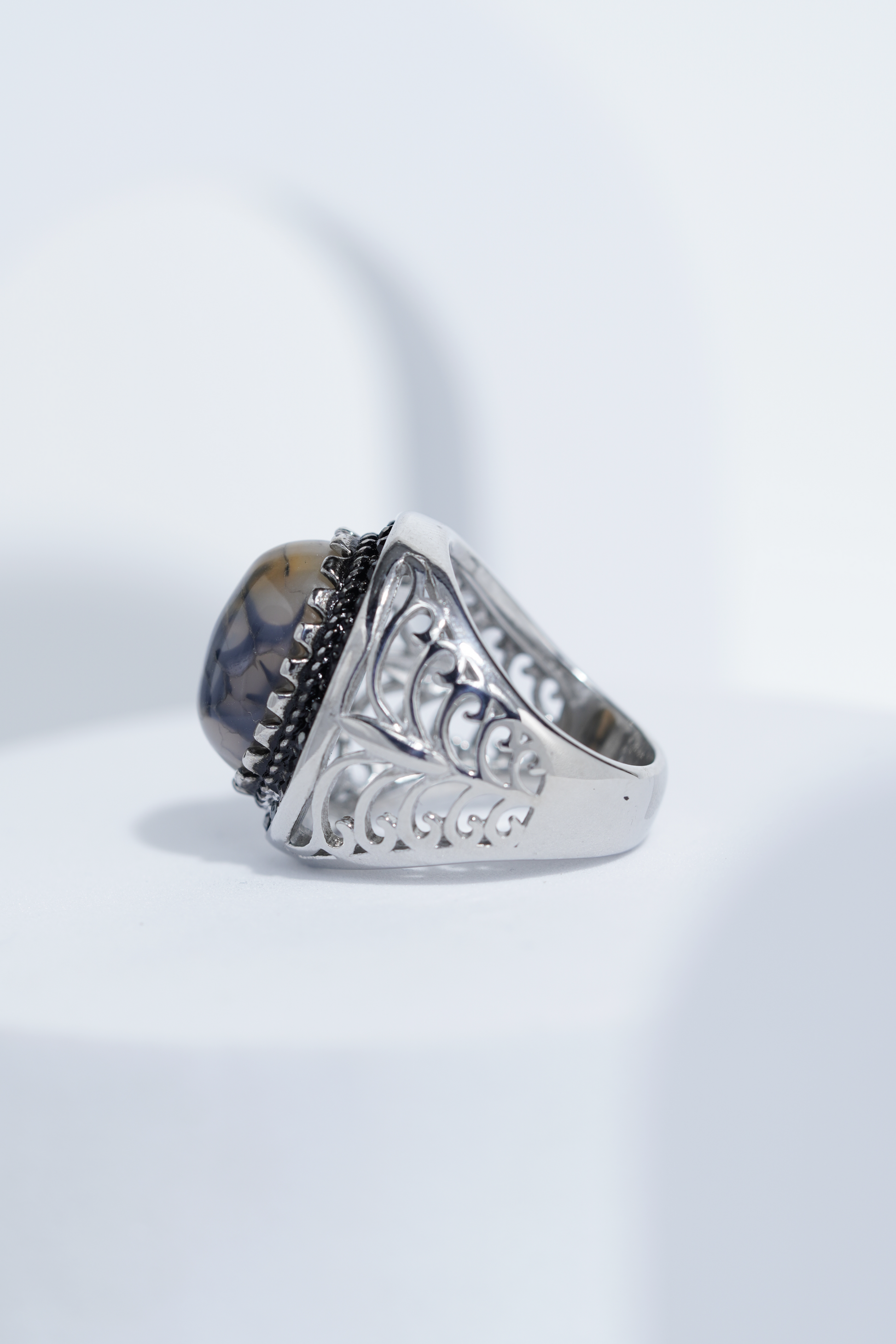 Sliver Oval Shape Stone Ring for Men worldjewel.in men's ring