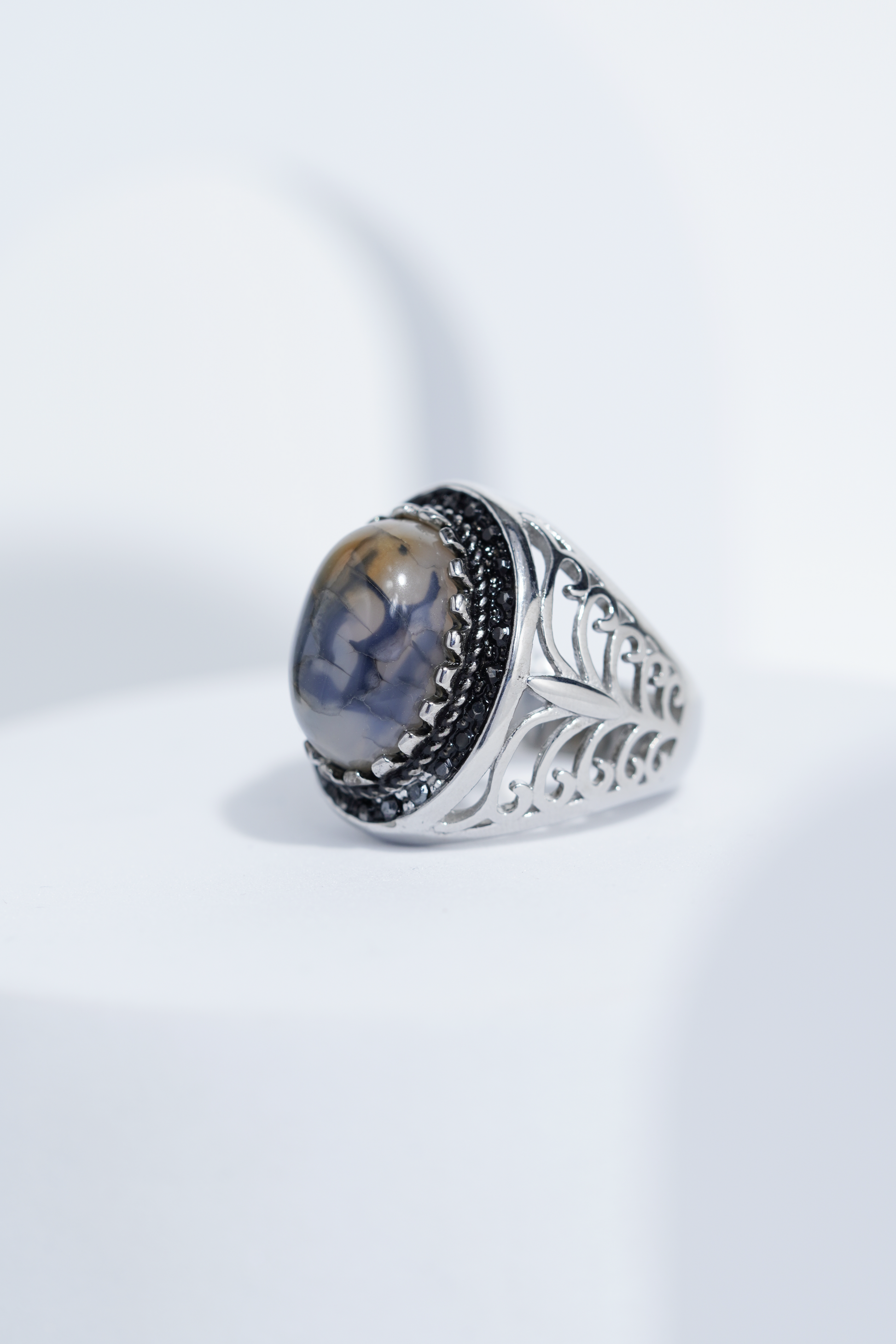 Sliver Oval Shape Stone Ring for Men worldjewel.in men's ring