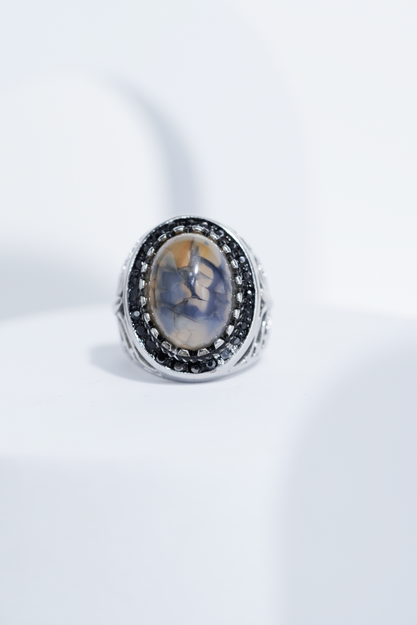 Sliver Oval Shape Stone Ring for Men worldjewel.in men's ring
