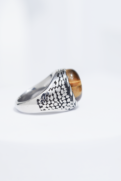 Wooden Textured Jem Turkish Ring For Men. worldjewel.in men's ring