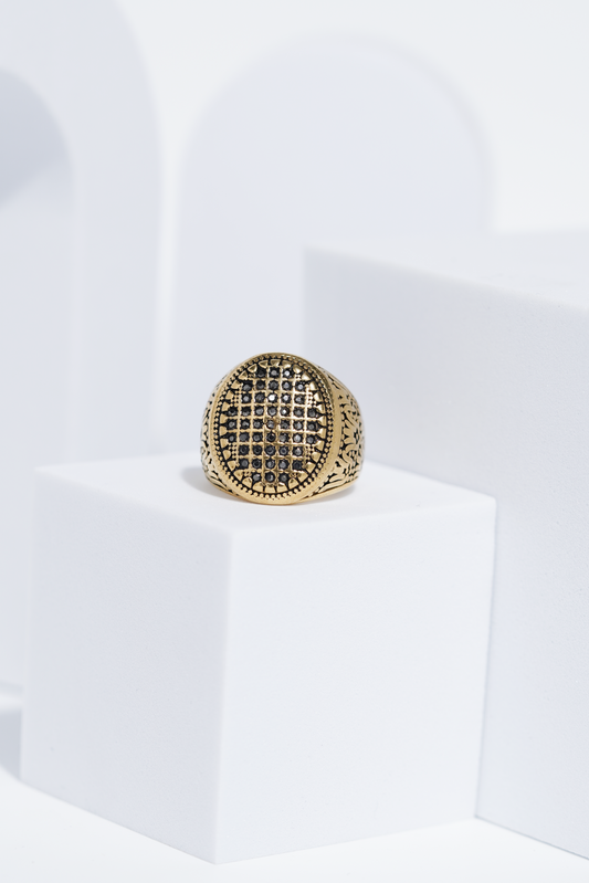 Golden Diamond Studded Turkish Ring For Men worldjewel.in men's ring