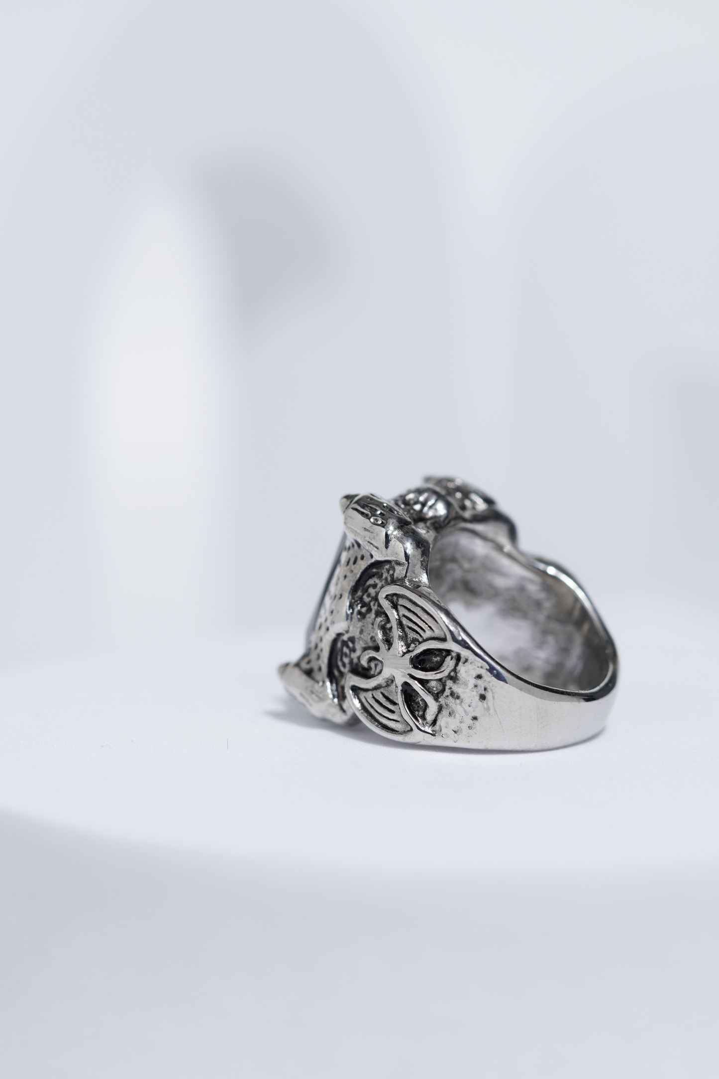 Black Stone Rectangle Silver Textured Turkish Ring For Men. worldjewel.in men's ring