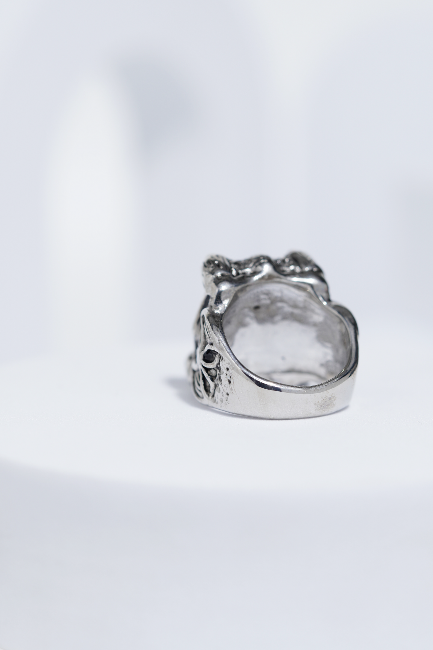 Black Stone Rectangle Silver Textured Turkish Ring For Men. worldjewel.in men's ring