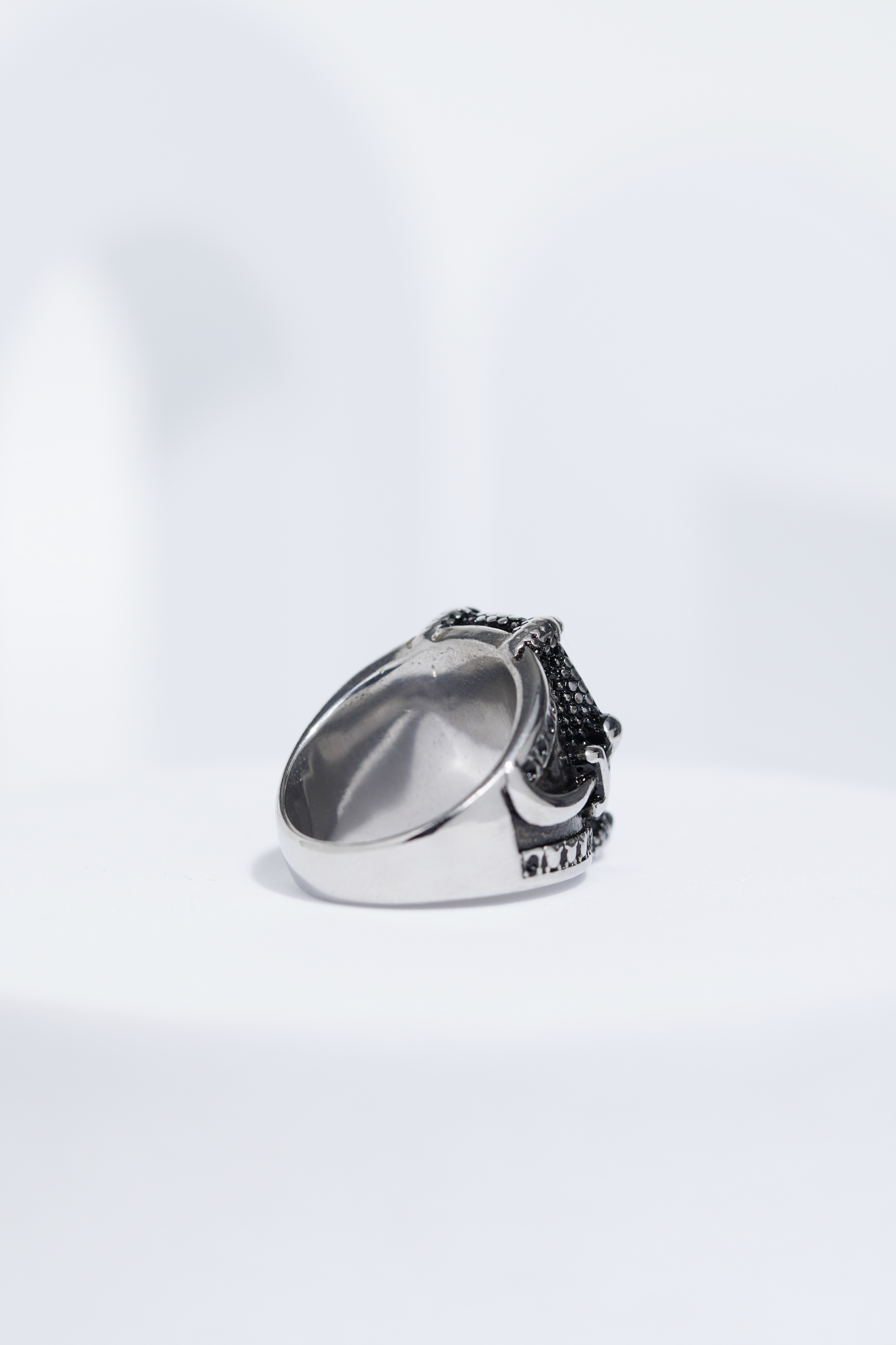 Blue Stone Silver Stone Textured Turkish Ring For Men. worldjewel.in men's ring