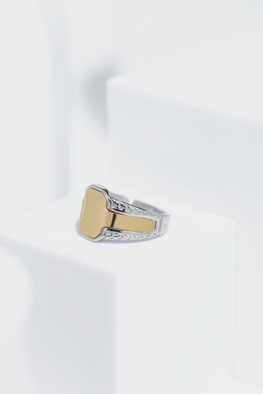 Gold and Black Shiny Stainless Steel Ring For Men. worldjewel.in men's ring