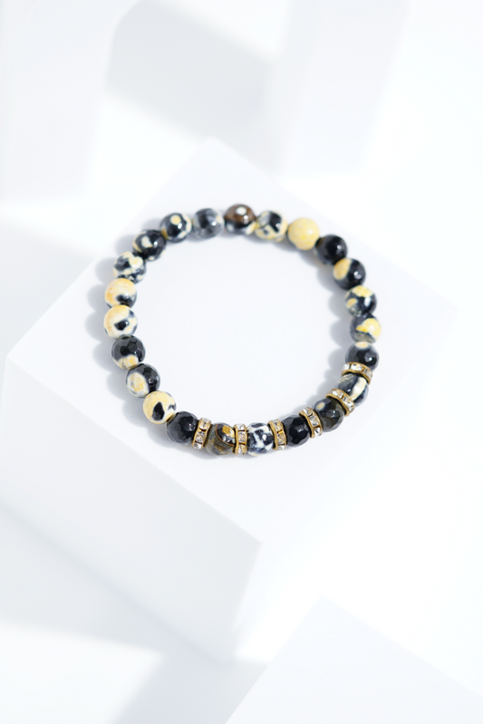 Black & Yellow Diamond Bead Bracelets | Unisex. worldjewel.in Bead Bracelets