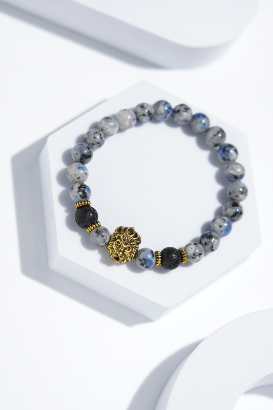 Golden lion Head Blue Bead Bracelets | Unisex. (Copy) worldjewel.in Bead Bracelets