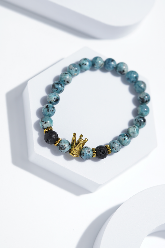 Light Blue Crown Bead Bracelets | Unisex. worldjewel.in Bead Bracelets