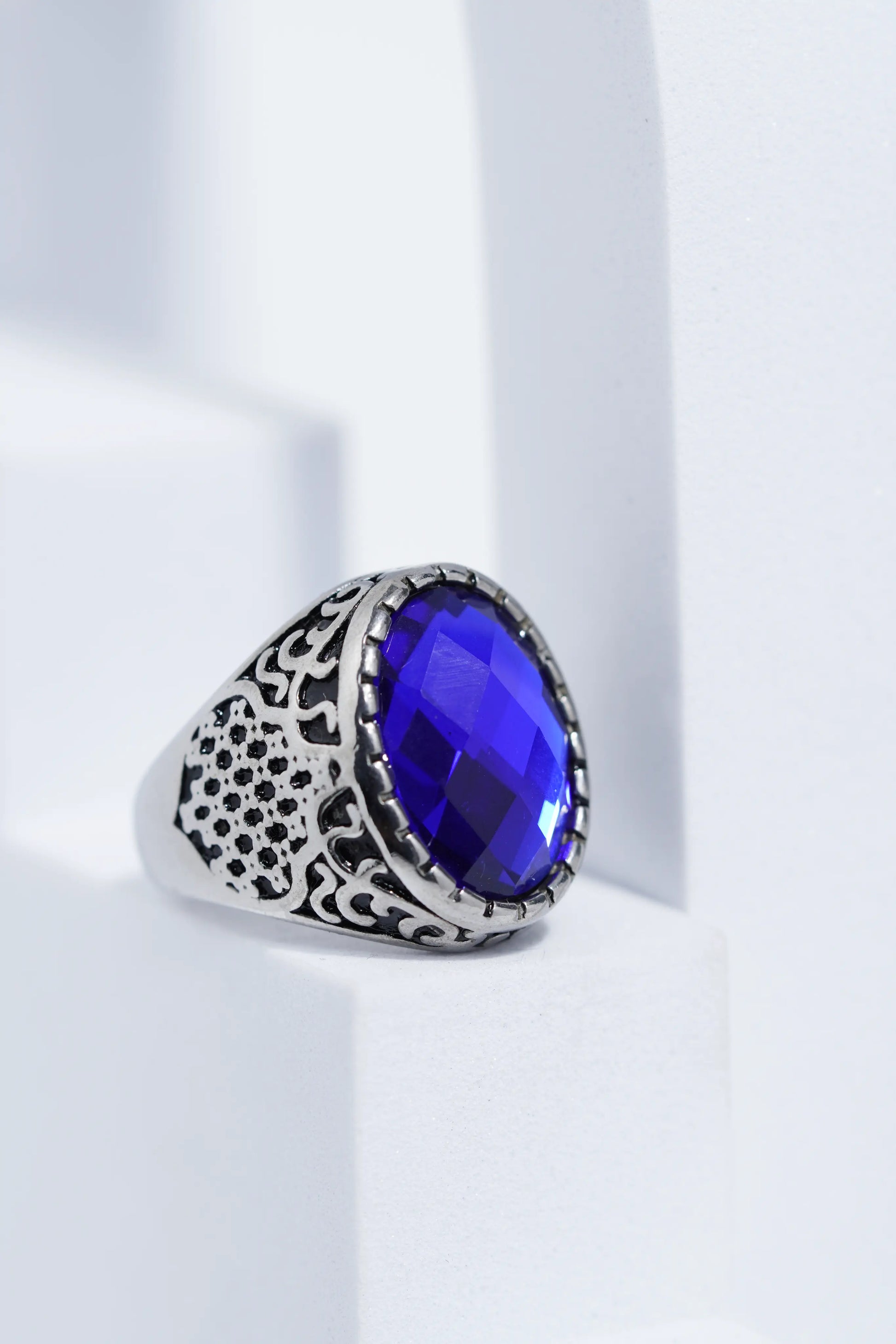 Dark Blue Diamond Turkish Ring Ring For Men worldjewel.in men's ring