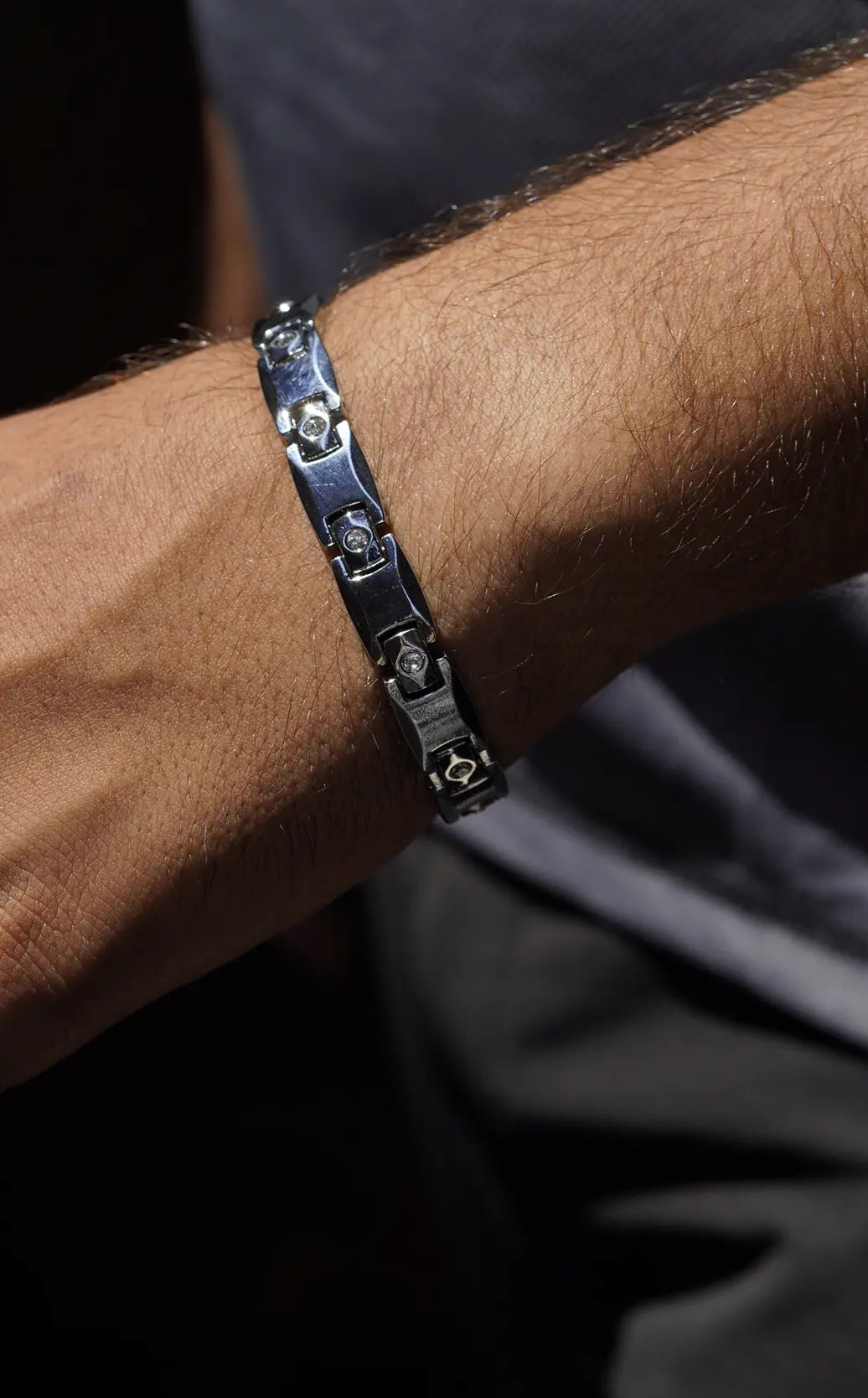 Diamond Silver full - Ceramic bracelet for men. worldjewel.in men's bracelets