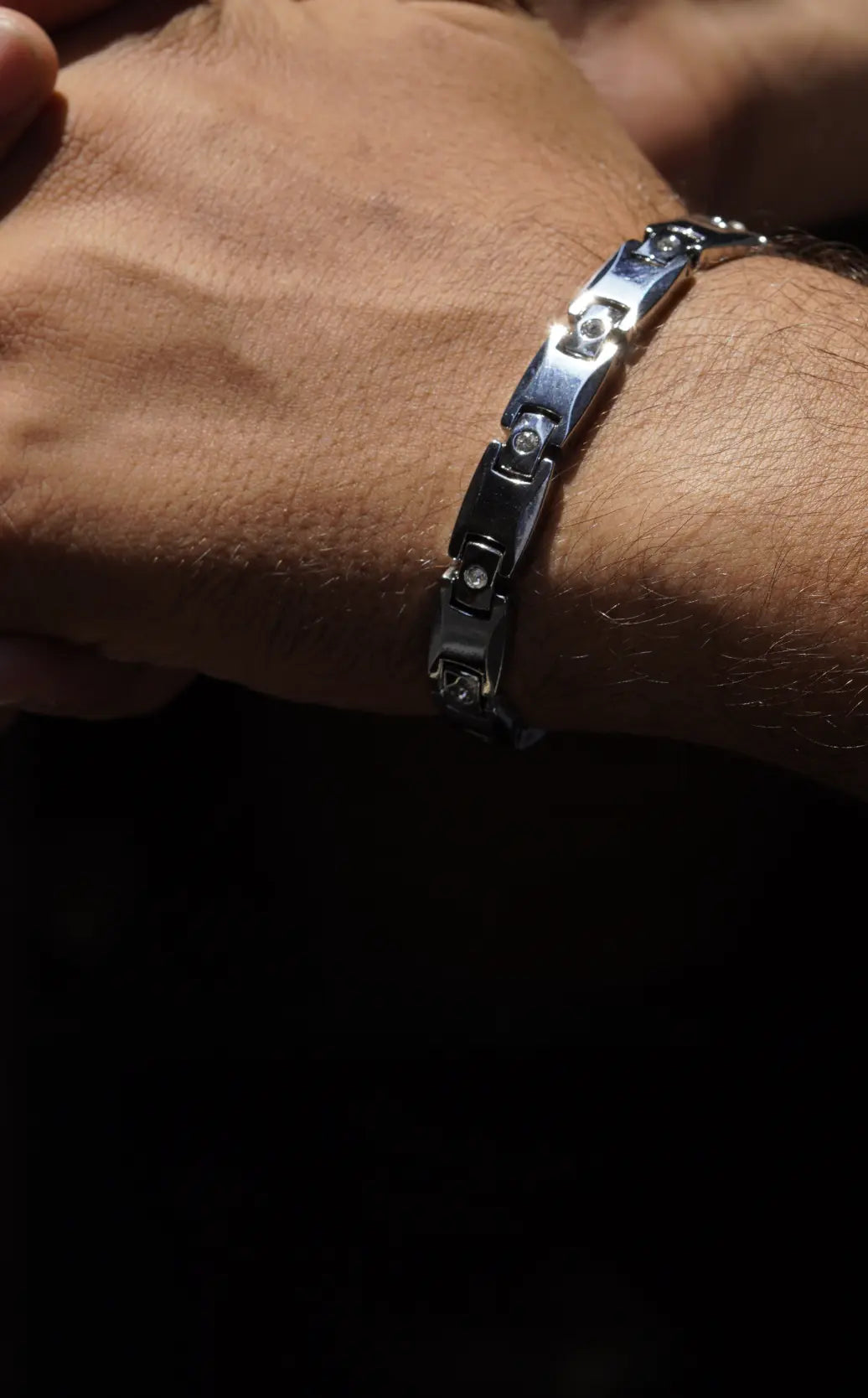 Diamond Silver full - Ceramic bracelet for men. worldjewel.in men's bracelets