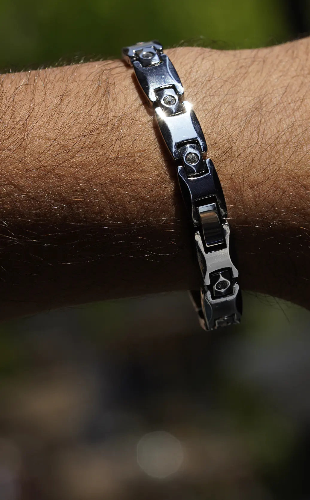 Diamond Silver full - Ceramic bracelet for men. worldjewel.in men's bracelets