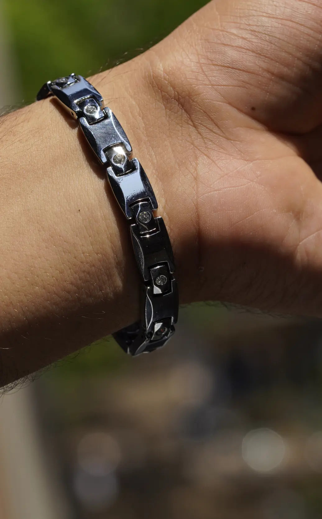 Diamond Silver full - Ceramic bracelet for men. worldjewel.in men's bracelets