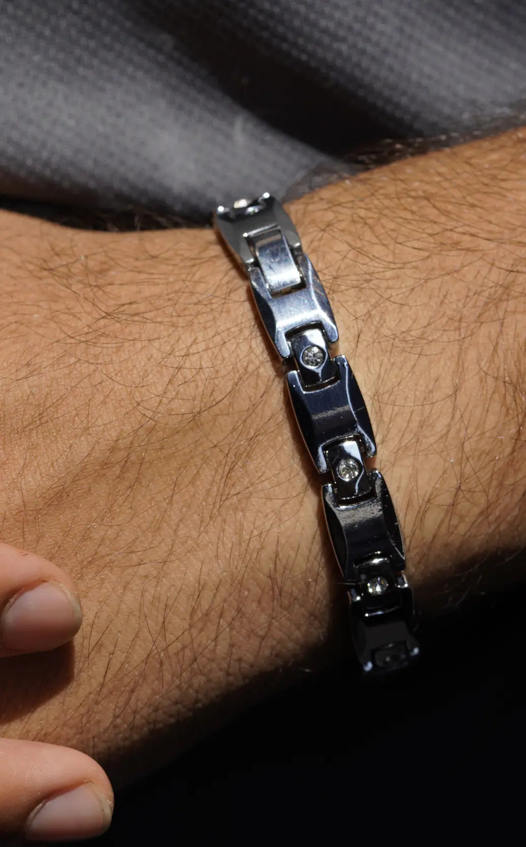 Diamond Silver full - Ceramic bracelet for men. worldjewel.in men's bracelets