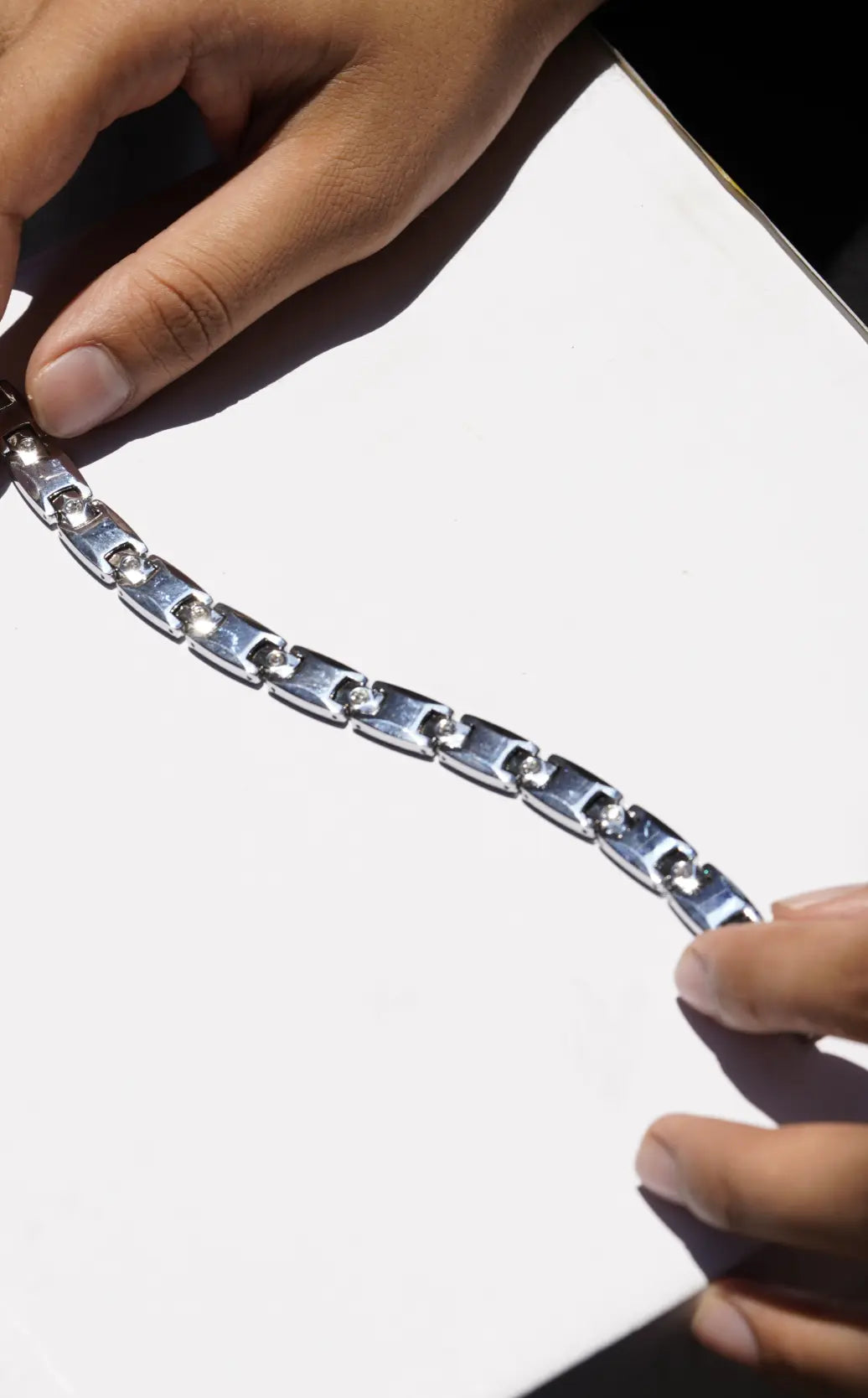 Diamond Silver full - Ceramic bracelet for men. worldjewel.in men's bracelets
