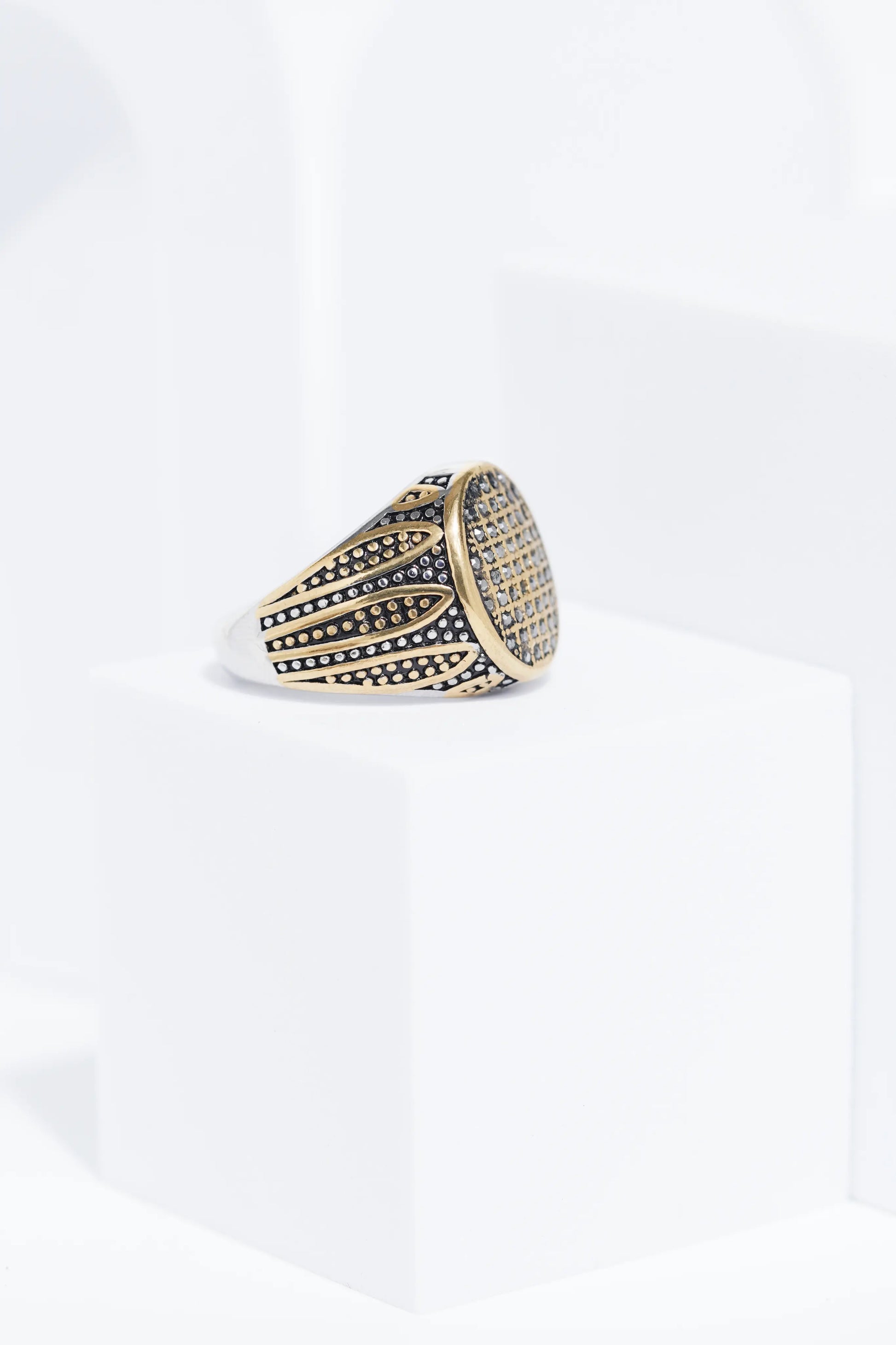 Diamond Studded Stainless Steel Turkish Ring. worldjewel.in men's ring
