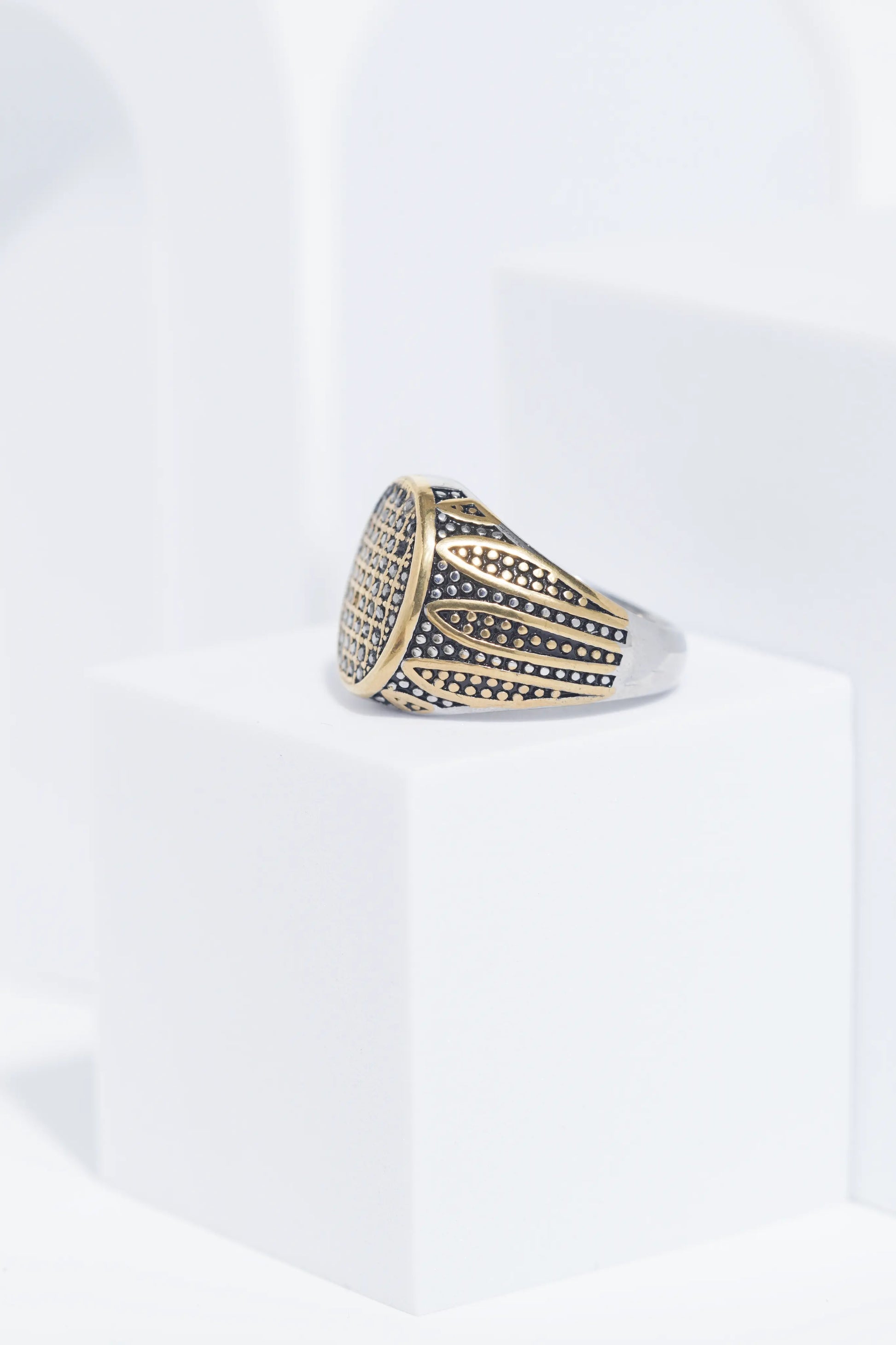 Diamond Studded Stainless Steel Turkish Ring. worldjewel.in men's ring