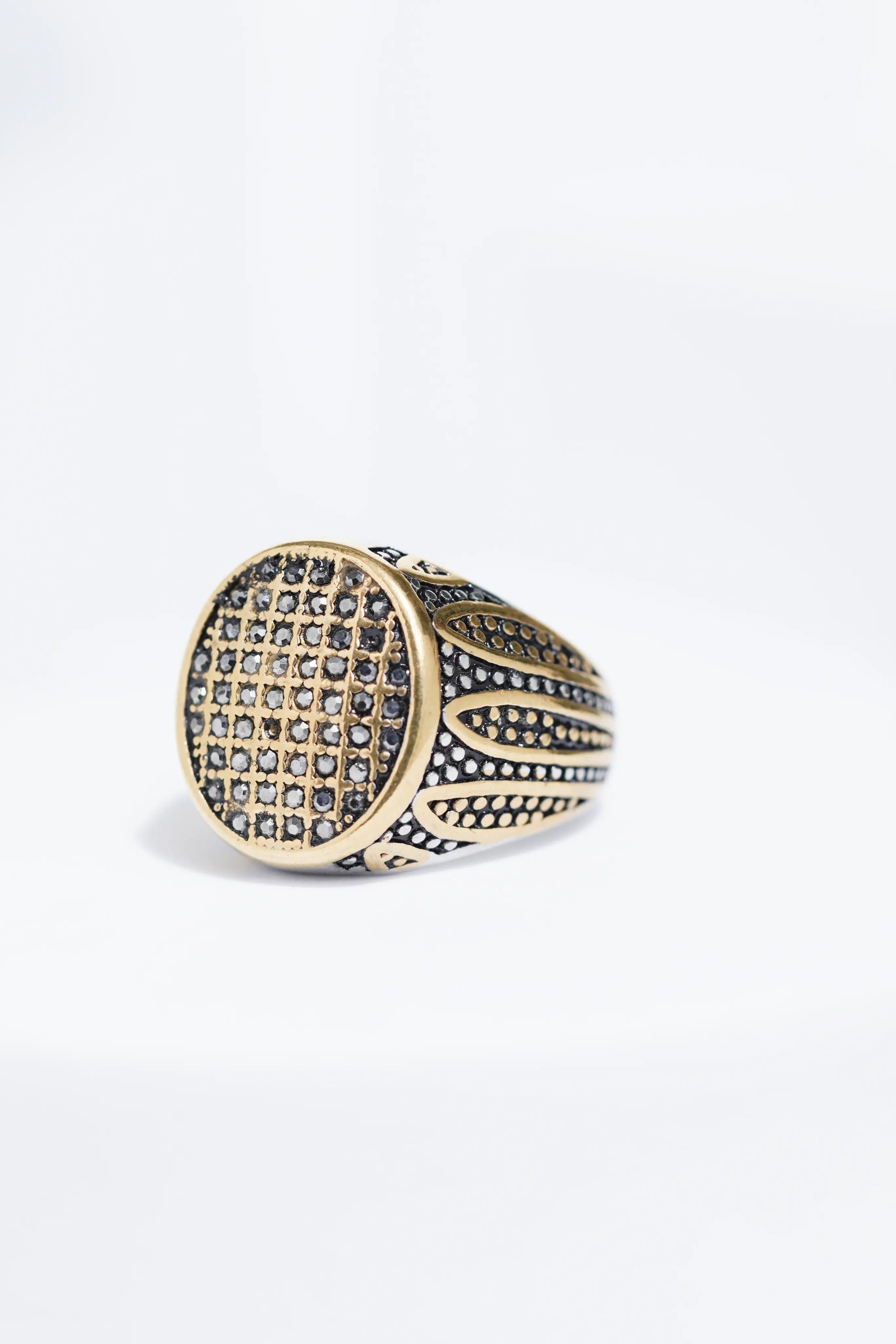 Diamond Studded Stainless Steel Turkish Ring. worldjewel.in men's ring