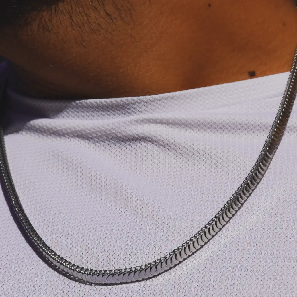 Round snake chain | Stainless Steel chain for men's | 24inch | Anti-Tarnish. - worldjewel.in